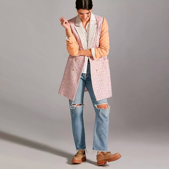 NWT Hutch Mixed-Plaid Blazer From Anthropologie in Novelty Women's Size US XS - Picture 1 of 10